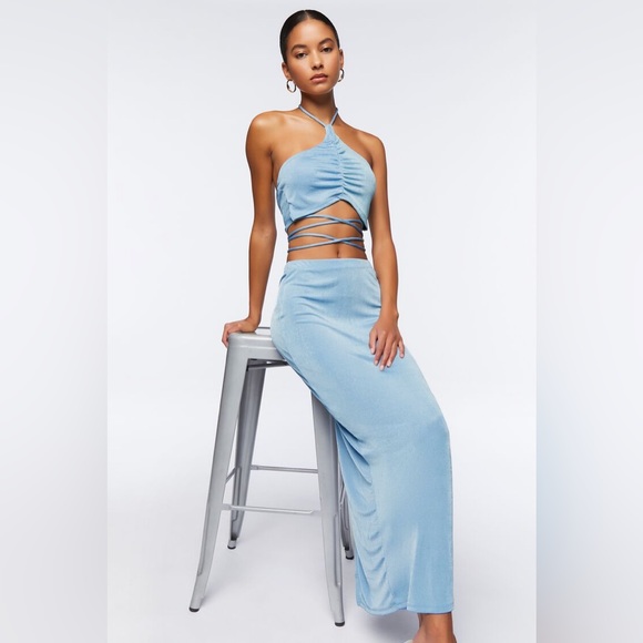 Slinky Halter Top & Maxi Skirt Set - Picture 2 of 11